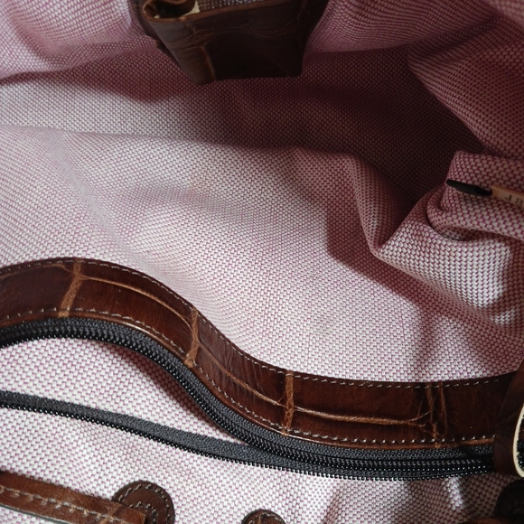 Dooney & Bourke Medium Chiara Bag Brown Crocodile Tote Purse Shoulder Bag - Picture 12 of 14